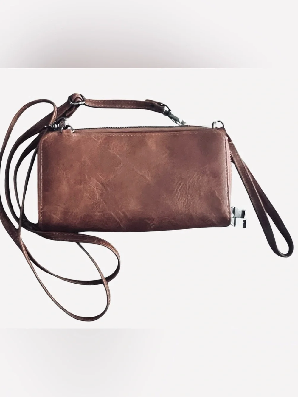 Sam & Hadley Studded Crossbody Wallet Wristlet Brown NWOT